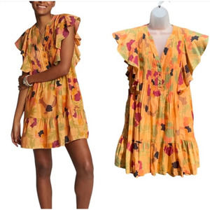 NWT Maeve By Anthropologie Giulieta Pintuck Flutter Sleeve Mini Dress. Size 1X